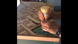 I am Loving this DIY Wood Mosaic Table Top-Geometric Wood Art Table Top ||  #Shorts #Youtubeshorts