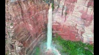 Amazing footage beautiful drone of waterfalls||abha