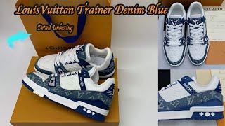 LV Trainer Louis vuitton trainer blue denim sneaker（unboxingreview）