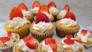 Strawberry Cup Cake Recipe - BAMA |  آموزش کاپ کیک توت فرنگی - باما