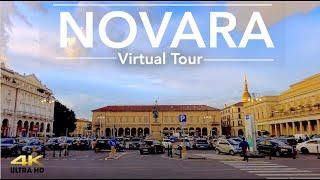 Walking in Novara Tour through the street Town in Piedmont (4K 60fps) With Captions