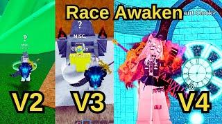 How to Awaken Human Race v2, v3 and v4 in blox fruits.