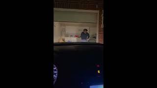 Guy tries to outrun closing garage door but fails