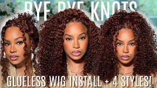 NEW! "BYE BYE KNOTS" GLUELESS Curly Wig for BEGINNERS? + 3 STYLES | PRECUT & PREPLUCKED | UNICE HAIR