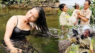 Going to the forest to get Guot trees to sell/Hot/Bathing in streams/Living with nature | La Thị Lan