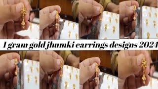 Latest 1gram gold jhumki earrings designs 2024 with weight & price//light weight gold jhumki designs