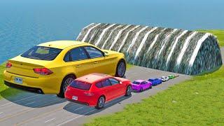 Small to Giant Cars vs Giant Speed Bump - BeamNG.drive