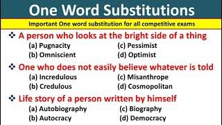 Important One Word Substitution for all competitive exams | One Word Substitution GK Questions | GK