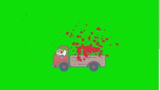 Машина с сердечками на зелёном фоне-FOOTAGE