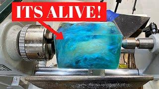 WOODTURNING THE EPOXY ARCTIC GLACIER!