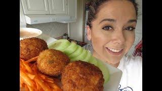 Albondigas de arroz rellenas de queso gratinado empanizadas/Marisolpink