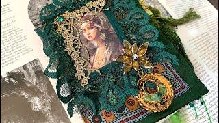 The Emerald Muse: Flip Though of an Opulent Mini Boho Junk Journal inspired by the Heart Chakra Gem