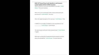 NCSF CPT Exam Prep Cards Questions and Answers Latest Update 2024 Verified Answers