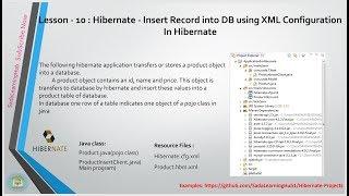 Lesson - 10 : Hibernate - Insert Record into DB using XML Configuration In Hibernate