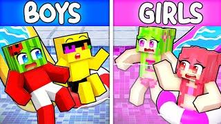 BOYS VS GIRLS Secret WATERPARK in Minecraft!