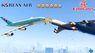 Emirates airline a380 & Korean airbus Collide Extremely & Crash in water Today At U.A,E GTAV #shorts