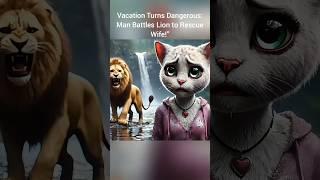 From Adventure to Survival: Epic Lion Fight on a Family Trip #cats #lion #rescue #ai #youtubeshorts