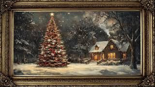 6-Hour Vintage Gold Frame TV Art |  Christmas Screensaver  | Falling Snow Wallpaper TV Art