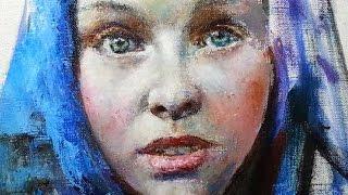 PALETTE KNIFE PORTRAIT PAINTING. Russian art with MFA Sergey Gusev.