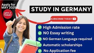 Study in Germany  / No Application fee / No German Language Test / 99% Admission rate