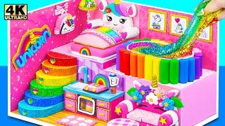 Make Unicorn Miniature House with Rainbow Slime Pool from Clay  & Unboxing Ice Cream Shop Toy 