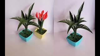 Handmade paper pot & paper plant |How to make paper plant miniature|paper home decor new ideas|