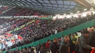 Fulham fans after the match at Old Trafford. Manchester United vs Fulham, FA Cup, 19 March 2023.