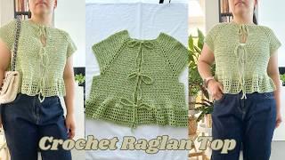 CROCHET RAGLAN TOP / CROCHET BY BEV