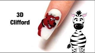 3D Clifford The Big Red Dog Acrylic Nail Art Tutorial