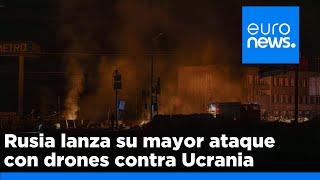 Rusia lanza el mayor ataque con drones de la guerra en 17 regiones de Ucrania