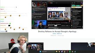 xQc reacts to Destiny Refusing to Accept Boogie's Apology