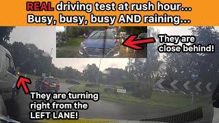 Real Driving Test Crawley - Rush hour & raining! CRAZY drivers in a rush??