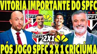 VITÓRIA IMPORTANTE DO SPFC NO MORUBI! PÓS JOGO SÃO PAULO 2 X 1 CRICIÚMA! MIDIA ELOGIA