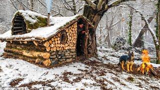 Epic Winter Bushcraft: Building a Hobbit-Style Hideaway in Deep Snow! ️