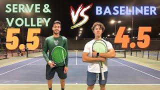 USTA 4.5 Baseliner vs. USTA 5.5 Serve and Volley | Singles Tennis Set with Majeed