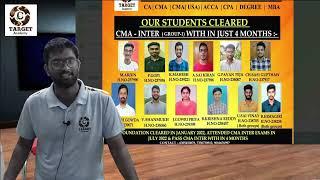 Success Story of CMA INTER Student Pavan Teja #cma #targetacademy #acca #guntur #ca