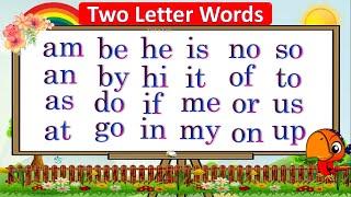 Two Letter Words for Kids | 2 Letter words Phonics |  Learn Phonics  | Preschool Learning at, by, no