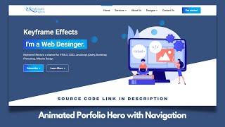 Responsive Portfolio Hero with Navigation Menu Using HTML CSS and JavaScript
