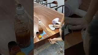 Amazing RESTORATION | Refinishing Solid Wooden Tables deformed crack | Furniture Restoration