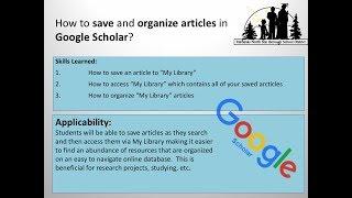 How to save and organize articles in Google Scholar's "My Library"