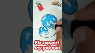 Drawing & Coloring a Colorful Blue Alphabet Letter S #drawing #art #viralshort #shorts