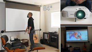 My DIY Epson Home Cinema Projector Setup Tour 2023 | How To Transform Your Living Room Home Theater