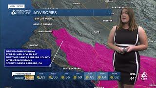 Strong wind gusts and a fire weather warning on parts of the Central Coast