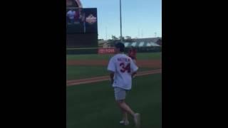 Matthews' first pitch