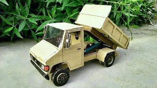 How To Make RC Tata Hydraulic Truck || tata 407 EX tipper truck from cardboard at home