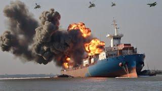 Today!July 6, Russia brutally blew up 2 Ukrainian cargo ships full of ammunition and fuel.