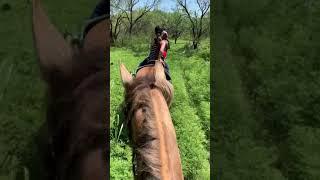 Paisley and ChicaLinda go for a trail ride in Doole, Texas