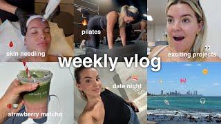 weekly vlog  blood tests, exciting projects, skin needling, strawberry matcha!!
