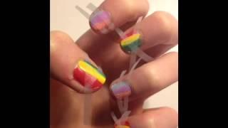 Black and Rainbow Stripe nails