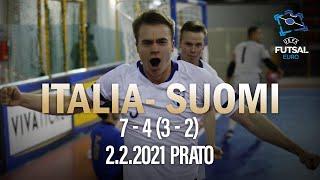 Italy-Finland 7-4 (3-2) highlights - UEFA futsal Euro qualifications 2.2.2021 Prato Italy